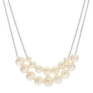 PearLustre by Imperial Sterling Silver Freshwater Cultured Pearl Double Strand Necklace