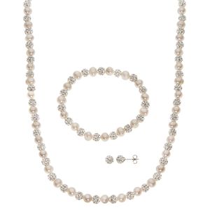 PearLustre by Imperial Freshwater Cultured Pearl & Crystal Bead Necklace, Stretch Bracelet & Stud Earring Set!