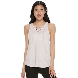 Juniors' SO® High Low Lace-Up Tank