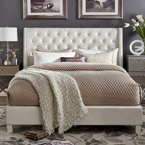 HomeVance Violette Faux Crystal Tufted Wingback Bed
