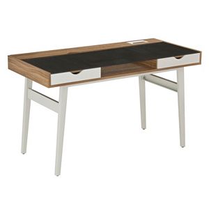 Techni Mobili Modern Black Glass 2-Drawer Desk