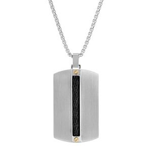 LYNX Men's Stainless Steel Cable Chain Dog Tag Necklace