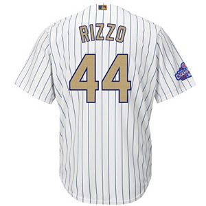 Men's Majestic Chicago Cubs Anthony Rizzo 2016 World Series Champions Gold Program Cool Base Replica Jersey