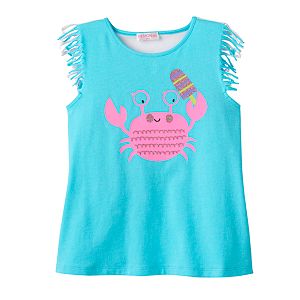 Toddler Girl Design 365 Sequined Crab Fringe-Hem Tank Top
