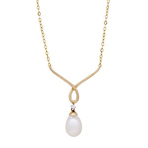 10k Gold Freshwater Cultured Pearl & Diamond Accent Y Necklace
