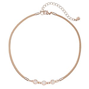 LC Lauren Conrad Mother-of-Pearl Circle Faux Suede Choker Necklace