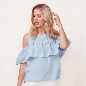 Women's LC Lauren Conrad Cold-Shoulder Chambray Shirt