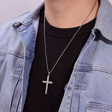 LYNX Men's Stainless Steel Cross Pendant Necklace