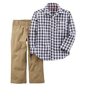 Toddler Boy Carter's Gingham Button-Front Shirt & Pants Set