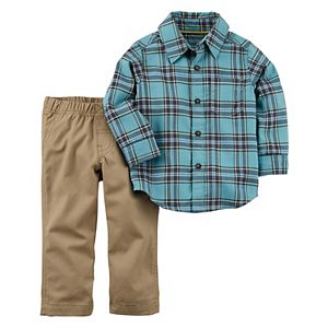 Toddler Boy Carter's Flannel Shirt & Khaki Pants Set