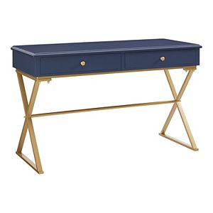 Linon Gold Finish 2-Drawer Desk