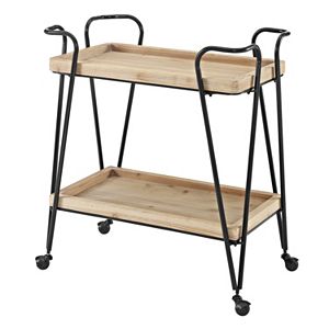 Linon Mid-Century Modern 2-Shelf Bar Cart