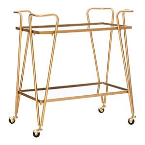 Linon Gold Finish Mirrored Bar Cart