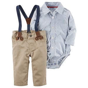 Baby Boy Carter's Shirt, Suspenders & Pants Set