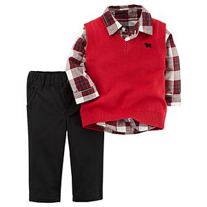 Baby Boy Carter's Plaid Shirt, Sweater Vest & Pants Set