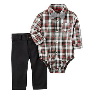 Baby Boy Carter's Plaid Shirt, Bow Tie & Pants Set