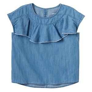 Girls 4-12 SONOMA Goods for Life™ Ruffle Front Chambray Top