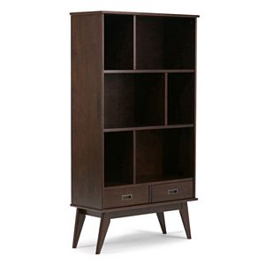 Simpli Home Draper Mid Century Wide Storage Bookshelf