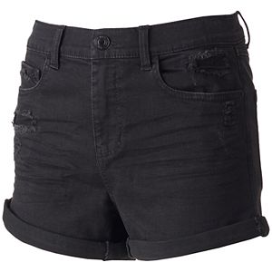 Juniors' Mudd® Ripped High Waisted Black Shortie Shorts