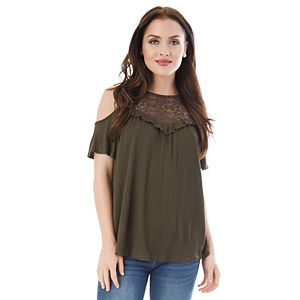 Juniors' IZ Byer California Crinkle Cold Shoulder Top