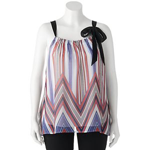 Juniors' Plus Size HeartSoul Woven Chevron Print Tank
