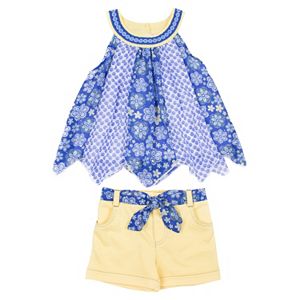Toddler Girl Little Lass Floral Swing Tank Top & Cuffed Shorts Set