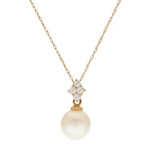 PearLustre by Imperial 14k Gold Freshwater Cultured Pearl & White Topaz Pendant