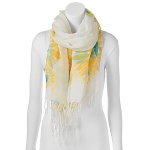 love this life Sunflower Fringed Oblong Scarf