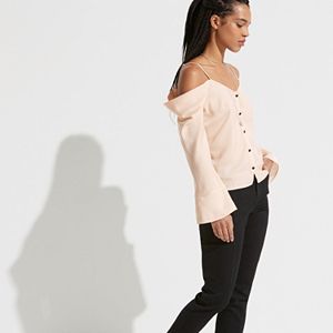 k/lab Button Off-the-Shoulder Top