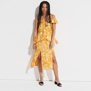 k/lab Floral Waterfall Ruffle One-Shoulder Dress
