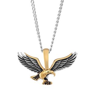 Men's Two Tone Stainless Steel Eagle Pendant Necklace