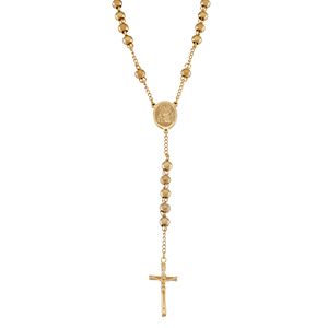 Men's Gold Tone Stainless Steel Rosary Necklace