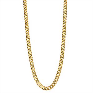 Men's Gold Tone Stainless Steel Curb Chain Necklace