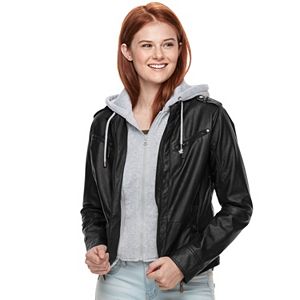 Juniors' J-2 Sherpa-Lined Faux Leather Jacket
