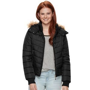 Juniors' J-2 Hooded Puffer Bomber Jacket