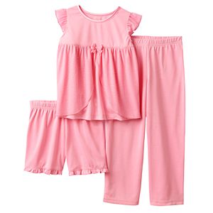 Girls 4-12 Glitter Mesh Top, Shorts & Pants Dress-Up Pajama Set