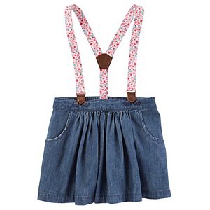 Toddler Girl OshKosh B'gosh® Floral Suspender Chambray Skirt