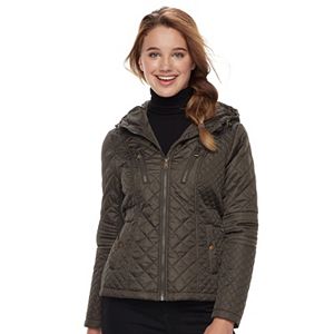 Juniors' Sebby Plaid-Lined Quilted Jacket