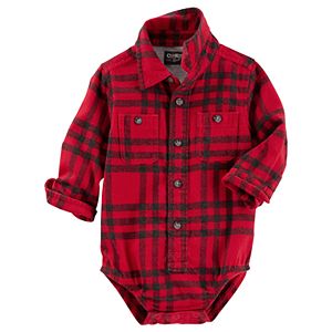 Baby Boy OshKosh B'gosh® Red & Black Plaid Flannel Bodysuit