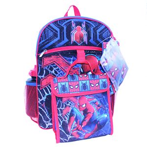 Kids Marvel Spider-Man Backpack, Lunch Bag, Cinch Sack, Zip Pouch & Water Bottle Set
