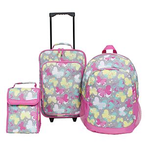 3-Piece Kids Butterfly Luggage Set