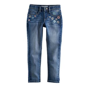 Girls 4-12 SONOMA Goods for Life™ Embroidered Dark Wash Jeggings