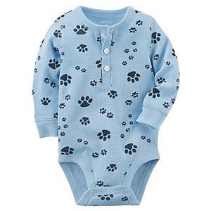 Baby Boy Carter's Thermal Henley Paw Print Graphic Bodysuit