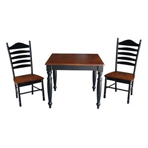 International Concepts Wood Dining Table & Slat Back Chair 3-piece Set