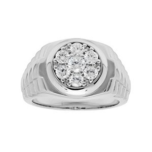 Sterling Silver Cubic Zirconia Men's Circle Ring
