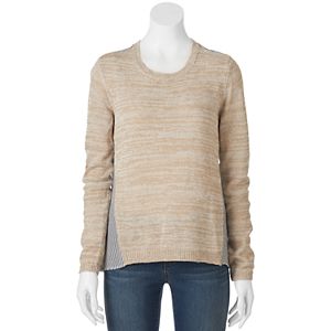 Juniors' Cloud Chaser Woven Back Scoopneck Sweater