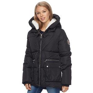 madden NYC Juniors' Fleece Hood Puffer Jacket