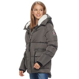 madden NYC Juniors' Fleece Hood Puffer Jacket