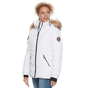 madden NYC Juniors' Faux-Fur Hood Quilted Puffer Jacket