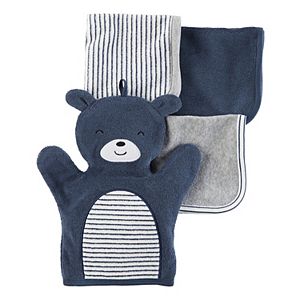 Baby Carter's 4-pc. Bear Hand Mitt & Patterned Wash Cloth Set